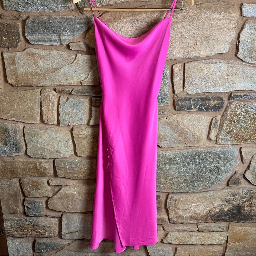 Nasty Gal Vibrant Hot Pink Cowl Slip Maxi Dress